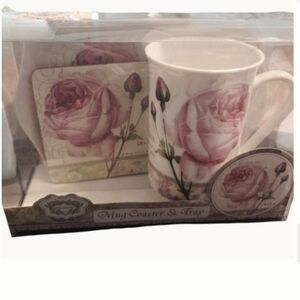 Kent Pottery Rose Mug Coaster& Tray